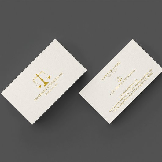Attorney At Law-Simple Gold Scale Beige Linen 名刺