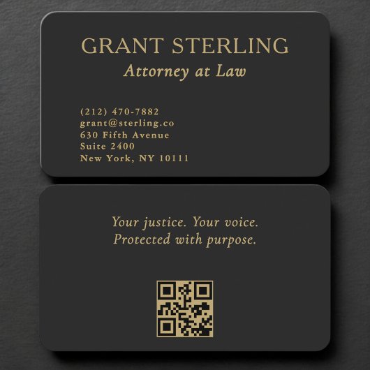 Attorney Black Gold QR Code Professional 名刺