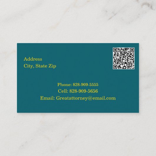 Attorney Justice Scales & Books with QR code 名刺 (裏面)