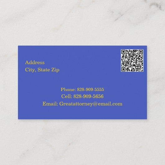 Attorney Justice Scales & Books with QR code 名刺 (裏面)