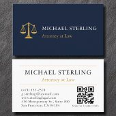 Attorney Law Firm Navy Blue Gold QR Code  名刺
