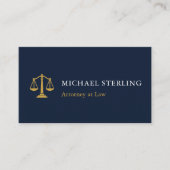 Attorney Law Firm Navy Blue Gold QR Code  名刺 (正面)