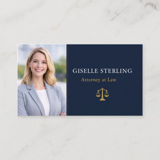Attorney Law Firm Photo Navy Blue Gold 名刺 (正面)