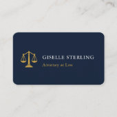 Attorney Navy Blue Gold QR Code Professional 名刺 (正面)