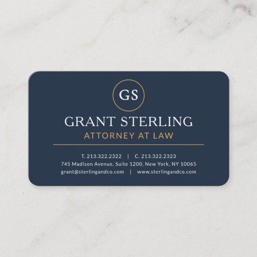 Attorney Navy Blue Professional 名刺 (正面)