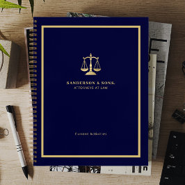 Attorney professional gold scales of justice navy ノートブック