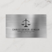 Attorney QR Code Black Scales Silver Brushed Metal 名刺 (正面)