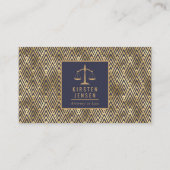 Attorney QR Code Blue Gold Geometric Deco Pattern 名刺 (正面)
