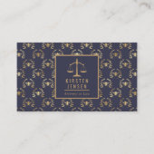 Attorney QR Code Dark Blue Gold Bee Laurel Pattern 名刺 (正面)