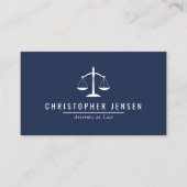 Attorney QR Code Navy Blue White Scales Simple 名刺 (正面)