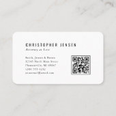 Attorney QR Code White Black Scales Simple Rounded 名刺 (裏面)