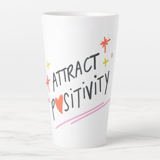 Attract Positivity Motivational Quote Coffee Mug カフェラテマグ (正面)