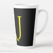 Attractive Monogram Yellow Black Modern Minimalist カフェラテマグ (右)
