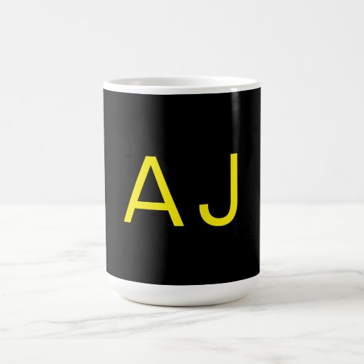 Attractive Monogram Yellow Black Modern Minimalist コーヒーマグカップ (中央)