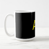 Attractive Monogram Yellow Black Modern Minimalist コーヒーマグカップ (左)