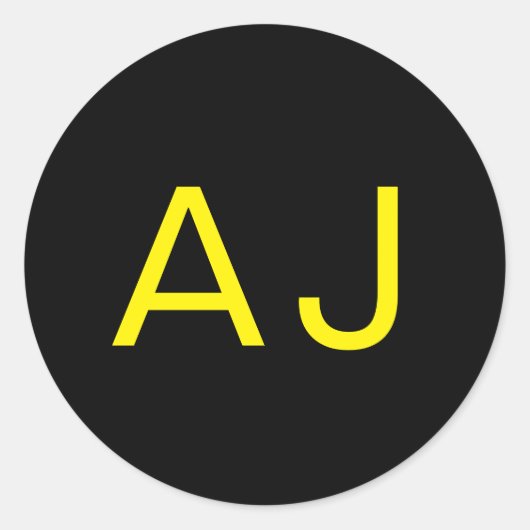 Attractive Monogram Yellow Black Modern Minimalist ラウンドシール (正面)
