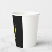 Attractive Monogram Yellow Black Modern Minimalist 紙コップ (左)