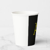 Attractive Monogram Yellow Black Modern Minimalist 紙コップ (右)