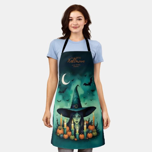 Attractive & Mystical Halloween Witch Conjures エプロン (着用した状態)
