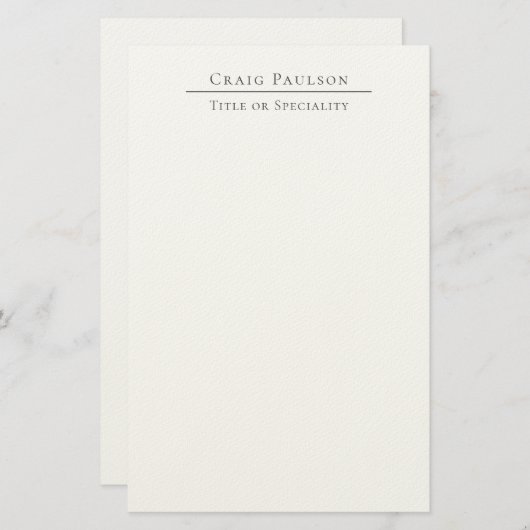 Attractive Professional Plain Minimalist Name 便箋 (正面/裏面)