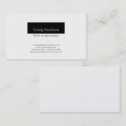 Attractive Simple Black White Premium Pearl 名刺 (正面/裏面)