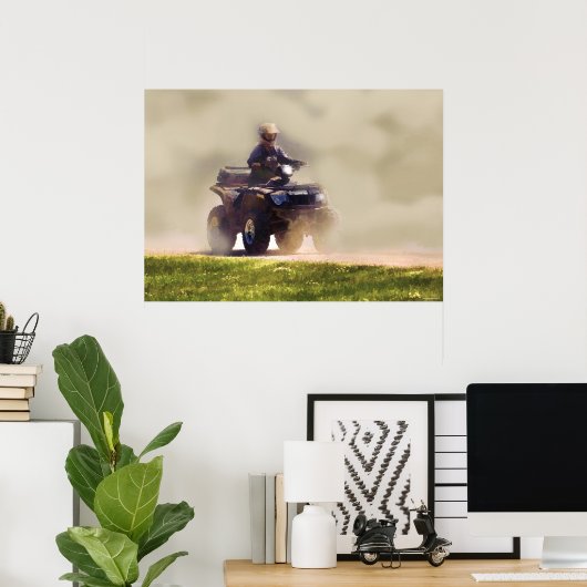 ATVすべての地形の車と塵、おもしろいアートポスター ポスター (ホームオフィス)