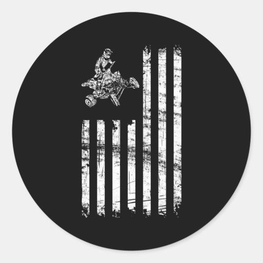 Atvアメリカ国旗の四輪車クワッドバイク ラウンドシール (正面)