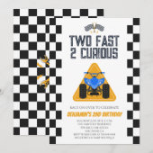 ATVクアッドフォーホイーラー2歳の誕生日パーティー 招待状 (正面/裏面)