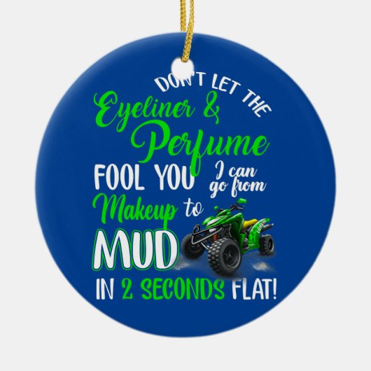 ATVクワッドバイク乗馬ガールすべての地形4のために セラミックオーナメント (正面)