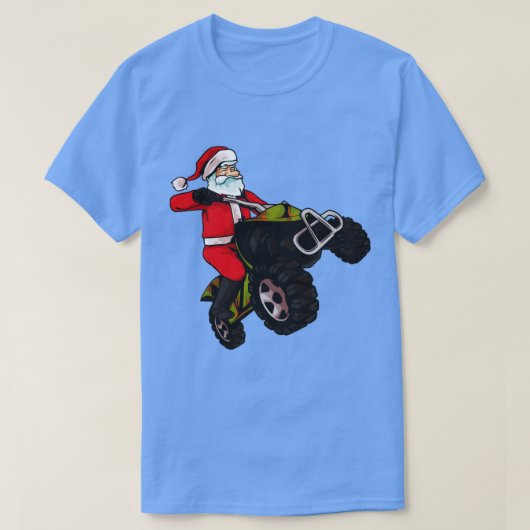 ATVサンタクロースオフロードクリスマス Tシャツ (デザイン正面)