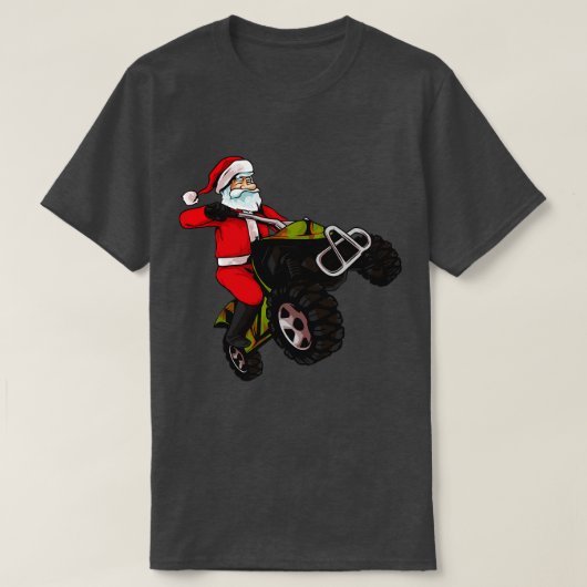 ATVサンタクロースオフロードクリスマス Tシャツ (デザイン正面)