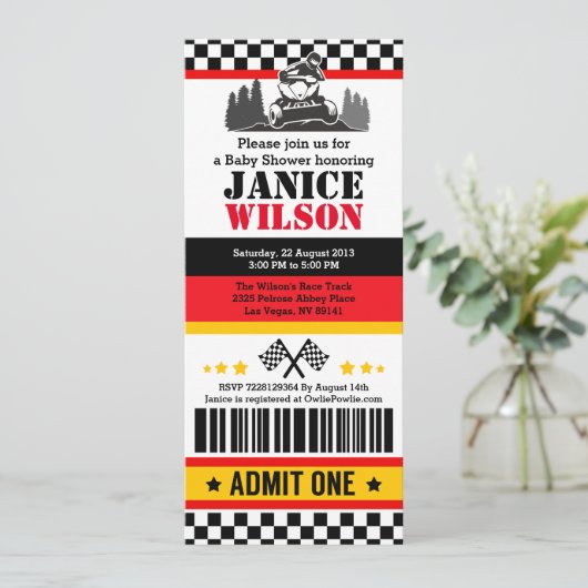 ATVダートクワッドバイクベビーシャワーパーティの招待状 招待状 (スタンド正面)