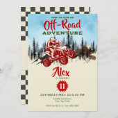 ATVフォーホイーラーオフロードアドベンチャー誕生日 招待状 (正面/裏面)