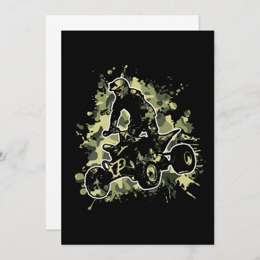 ATVライダーカモフラージクワッドバイク 招待状 (正面/裏面)