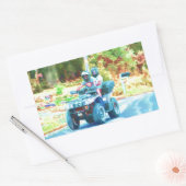 ATV全地形車に乗る子供たち 長方形シール (封筒)