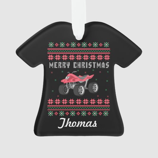ATV醜パーソナライズされたいクリスマスセーター オーナメント (裏面)