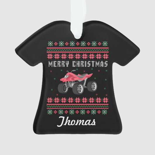 ATV醜パーソナライズされたいクリスマスセーター オーナメント (正面)