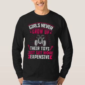 ATV クアッドバイク ヴィンテージ ガールズ ネバー グロー Tシャツ