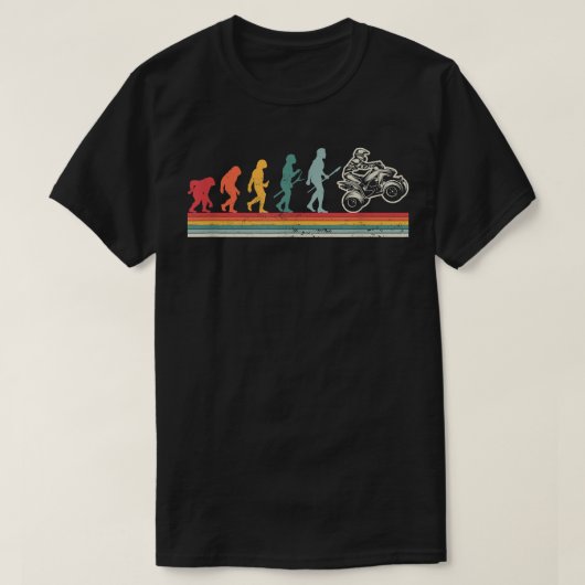 ATV 4輪バイク ライダー 人類の進化 ヴィンテージ クア Tシャツ (デザイン正面)