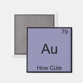 Au – かわいい化学元素のシンボルおもしろい マグネット (正面/裏面)