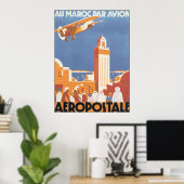 Au Maroc Par Avion Aeropostale、ヴィンテージ ポスター (ホームオフィス)
