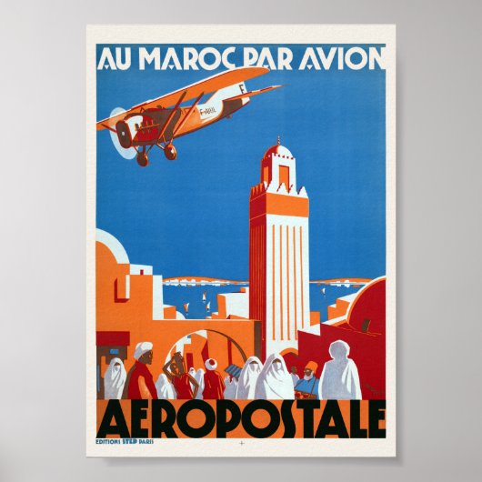 Au Maroc Par Avion Vintageポスター1930 ポスター (正面)