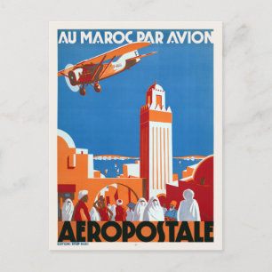 Au Maroc Par Avion Vintageポスター1930 ポストカード