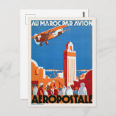 Au Maroc Par Avion Vintageポスター1930 ポストカード (正面/裏面)