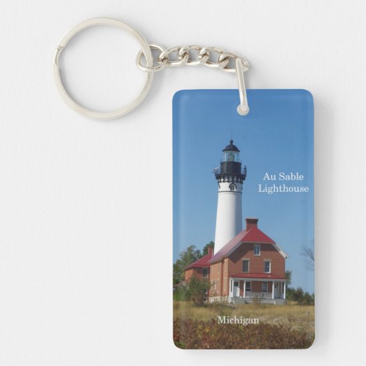 Au Sable Light House長方形キーチェーン キーホルダー (正面)