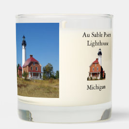 Au Sable Point Lighthouse glass candle
