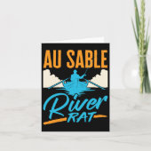 Au Sable River Rat Rafting Canoeing Fishing Boatin カード (正面)
