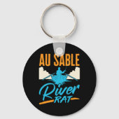 Au Sable River Rat Rafting Canoeing Fishing Boatin キーホルダー (正面)