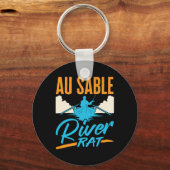 Au Sable River Rat Rafting Canoeing Fishing Boatin キーホルダー (正面)