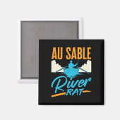 Au Sable River Rat Rafting Canoeing Fishing Boatin マグネット (正面/裏面)
